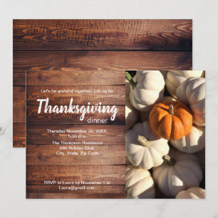 Invitation Dîner de Thanksgiving Citrouille Harvest Photo