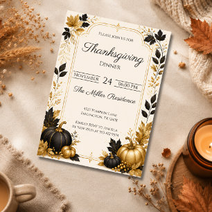 Invitation Dîner de Thanksgiving d'automne élégant et modifia
