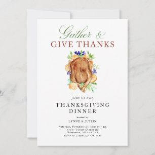 Invitation Dîner de Thanksgiving de dinde Rassemblez & Remerc