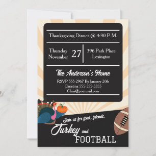Invitation Dîner de Thanksgiving de football rétro