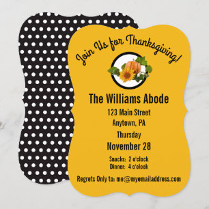 Invitation Dîner de Thanksgiving en orange tarte au potiron p