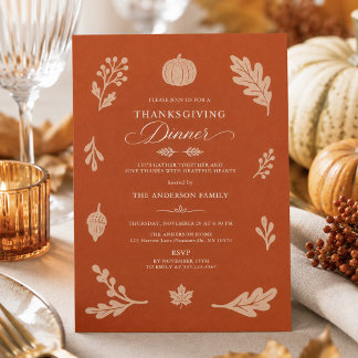 Invitation Dîner de Thanksgiving en terre cuite automnale déc
