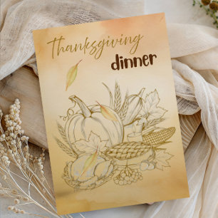 Invitation Dîner de Thanksgiving - Fête de la récolte d'autom