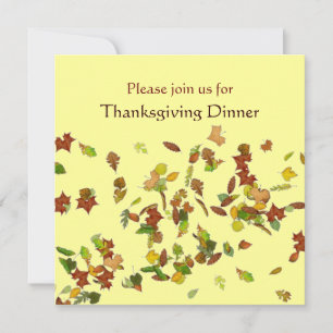 Invitation Dîner de Thanksgiving FEUILLES D'AUTOMNE