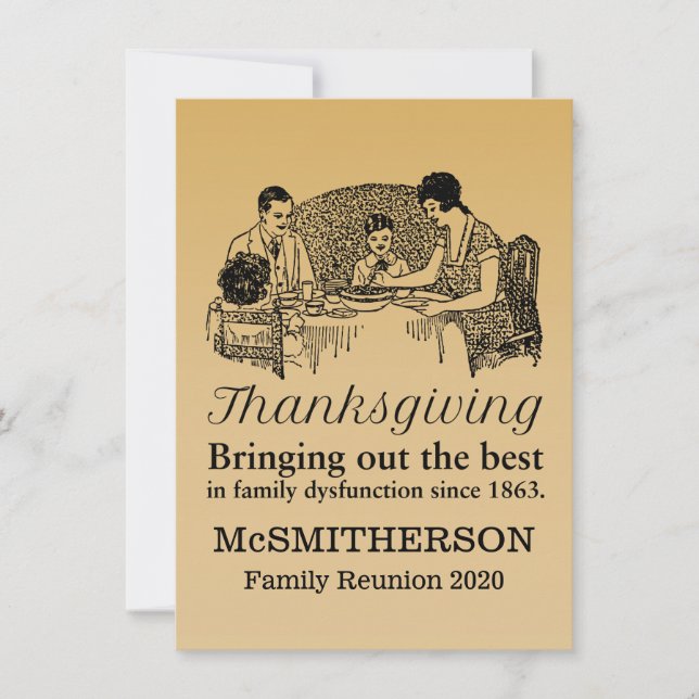 Invitation Dîner de Thanksgiving Funny Famille Reunion Invita (Devant)