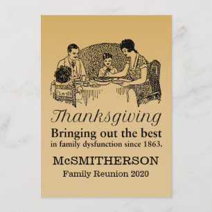 Invitation Dîner de Thanksgiving Funny Famille Reunion Invita