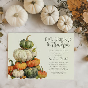 Invitation Dîner de Thanksgiving minimaliste à la citrouille