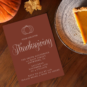 Invitation Dîner de Thanksgiving minimaliste moderne à la cit