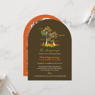 Invitation Dîner de Thanksgiving moderne Arbres Familiaux Aut
