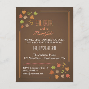 Invitation Dîner de Thanksgiving Moderne et Élégant