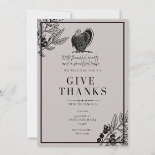 Invitation Dîner de Thanksgiving moderne gris