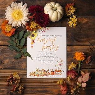 Invitation Dîner de Thanksgiving pour la récolte d'automne