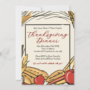 Invitation Dîner de Thanksgiving pour la récolte du maïs, des