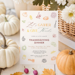 Invitation Dîner de Thanksgiving : Rassemblons-nous et rendon