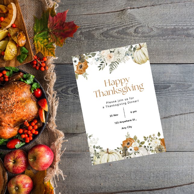 Invitation Dîner de Thanksgiving Remercions-le (Créateur téléchargé)