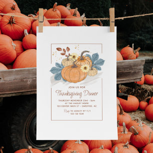 Invitation Dîner de Thanksgiving Rustique à la Citrouille