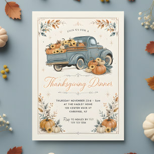 Invitation Dîner de Thanksgiving rustique Citrouille