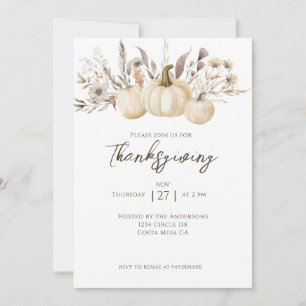 Invitation Dîner de Thanksgiving rustique citrouille