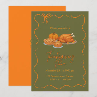 Invitation Dîner de Thanksgiving Simple Élégant