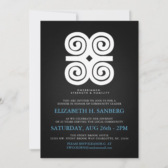 Invitation Dîner d'événement d'hommage d'humilité de force de (Devant)