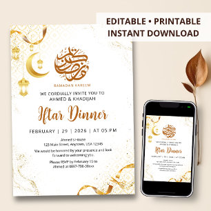 Invitation Dîner élégant de Ramadan Iftar avec Lanterne et Ru