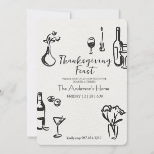 Invitation Dîner élégant de Thanksgiving rustique