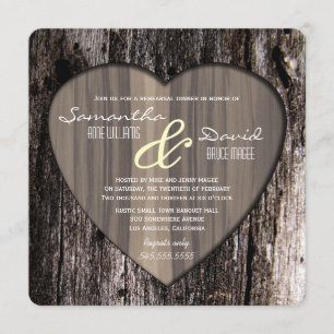 Invitation Dîner en bois rustique de répétition de coeur