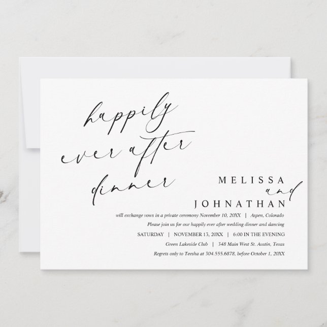 Invitation Dîner et Danse Heureux à Tout Jamais  (Devant)