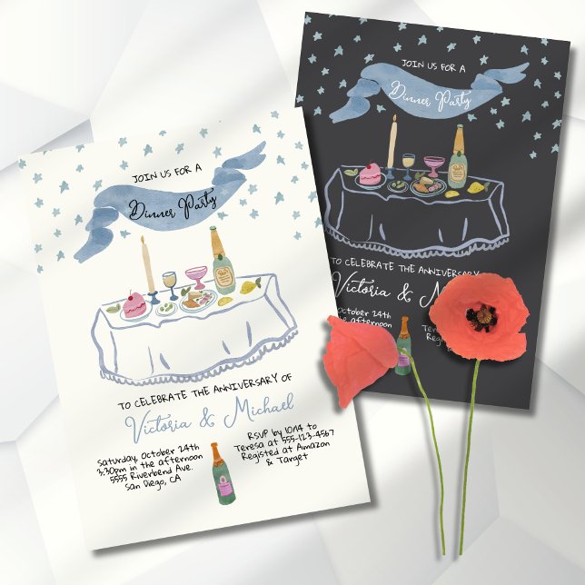Invitation Dîner fantaisiste dessiné à la main (Créateur téléchargé)