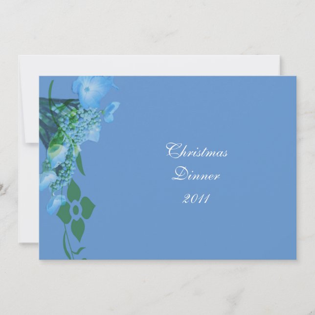 Invitation dîner fête bleu hydrangea fleurs (Devant)