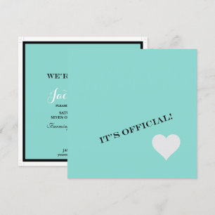 Invitation Dîner Fiançailles bleu turquoise Tiara Party