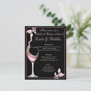 Invitation Dîner Formel De Répétition Noire 'Floral Toast'
