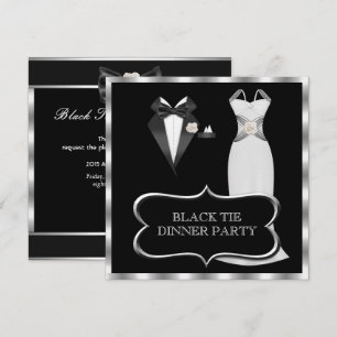 Invitation Dîner Formel en Blanc et Noir