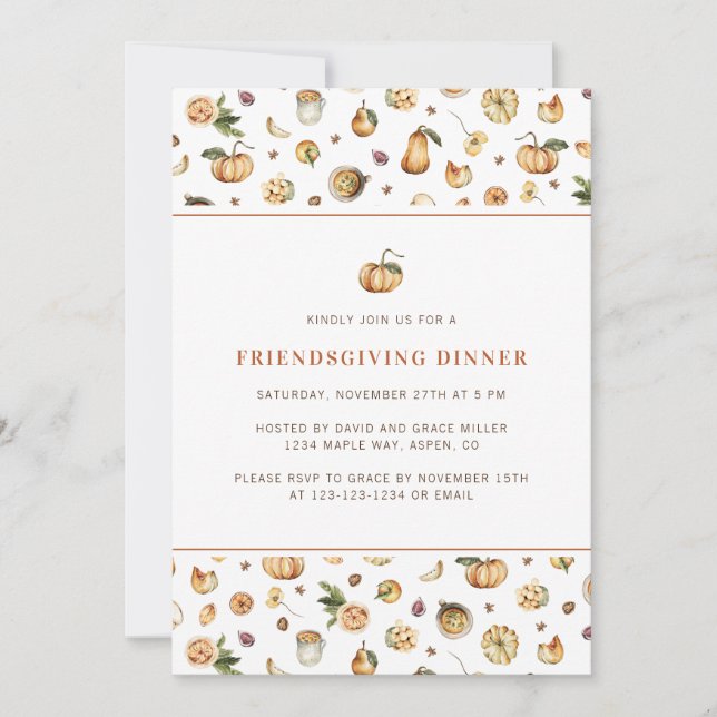 Invitation Dîner Friendsgiving automne citrouille Thanksgivin (Devant)