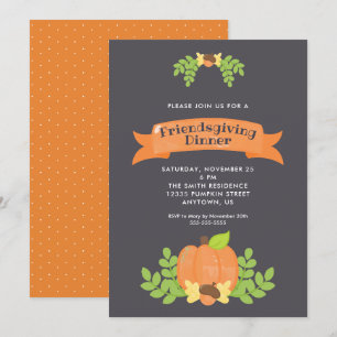 Invitation Dîner Friendsgiving de la citrouille d'automne