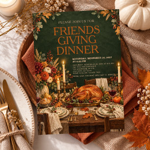 Invitation Dîner Friendsgiving Potluck de Thanksgiving