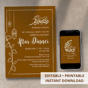 Invitation Dîner Iftar de la ligne blanche moderne Ramadan