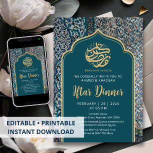 Invitation Dîner Iftar de mosaïque turque traditionnelle