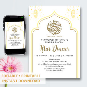 Invitation Dîner Iftar sous l'arche étoilée et lanterne ornée