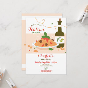 Invitation Dîner Italien Anniversaire Fête Pizza Déjeuner