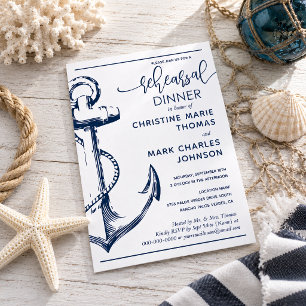 Invitation Dîner Mariage de la répétition d'Ancres nautiques