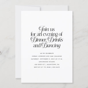 Invitation Dîner minimaliste, boisson et danse