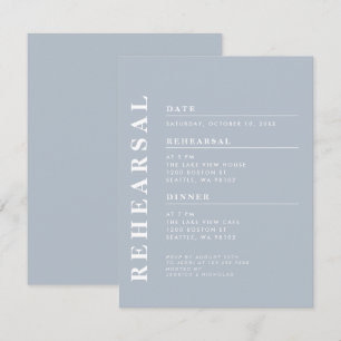 Invitation Dîner minimaliste moderne Dusty Blue Rehearsal Élé