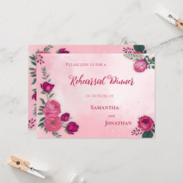 Invitation Dîner moderne aux tons rose magenta