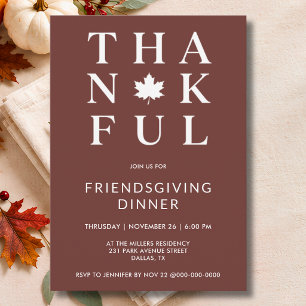 Invitation Dîner moderne de Friendsgiving d'automne de remerc