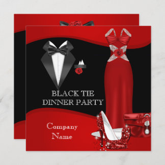 Invitation Dîner officiel d'entreprise Cravate noire rouge 3