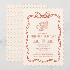 Invitation Dîner Potluck de la Fête des Amis, Arc Coquette