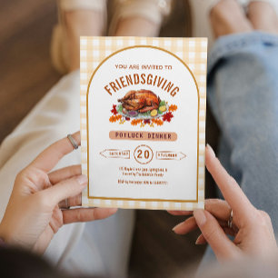 Invitation Dîner Potluck de Thanksgiving en Turquie Gingham A