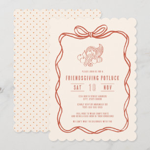 Invitation Dîner Potluck Friendsgiving Nœud Papillon Coquette