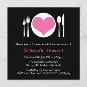 Invitation Dîner Rehersal Plate de Coeur Pink Love